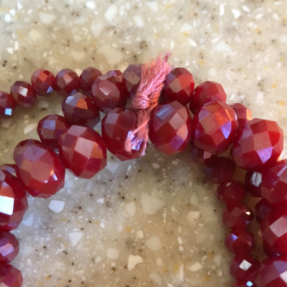 Ruby Red Three Strand Stretch Bracelet - image 3